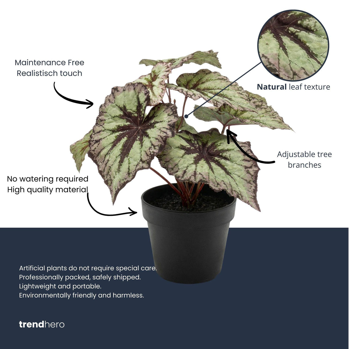 Begonia artificiel h26cm