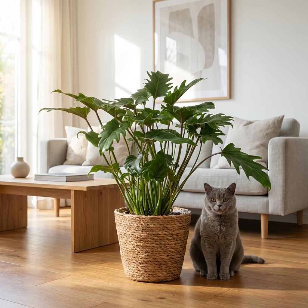 Green boutiQ - Kamerplant - Philodendron - Philodendron Xanadu - Groen - Weinig onderhoud - 1 Plant - Kruka 19cm - Hoogte 60cm