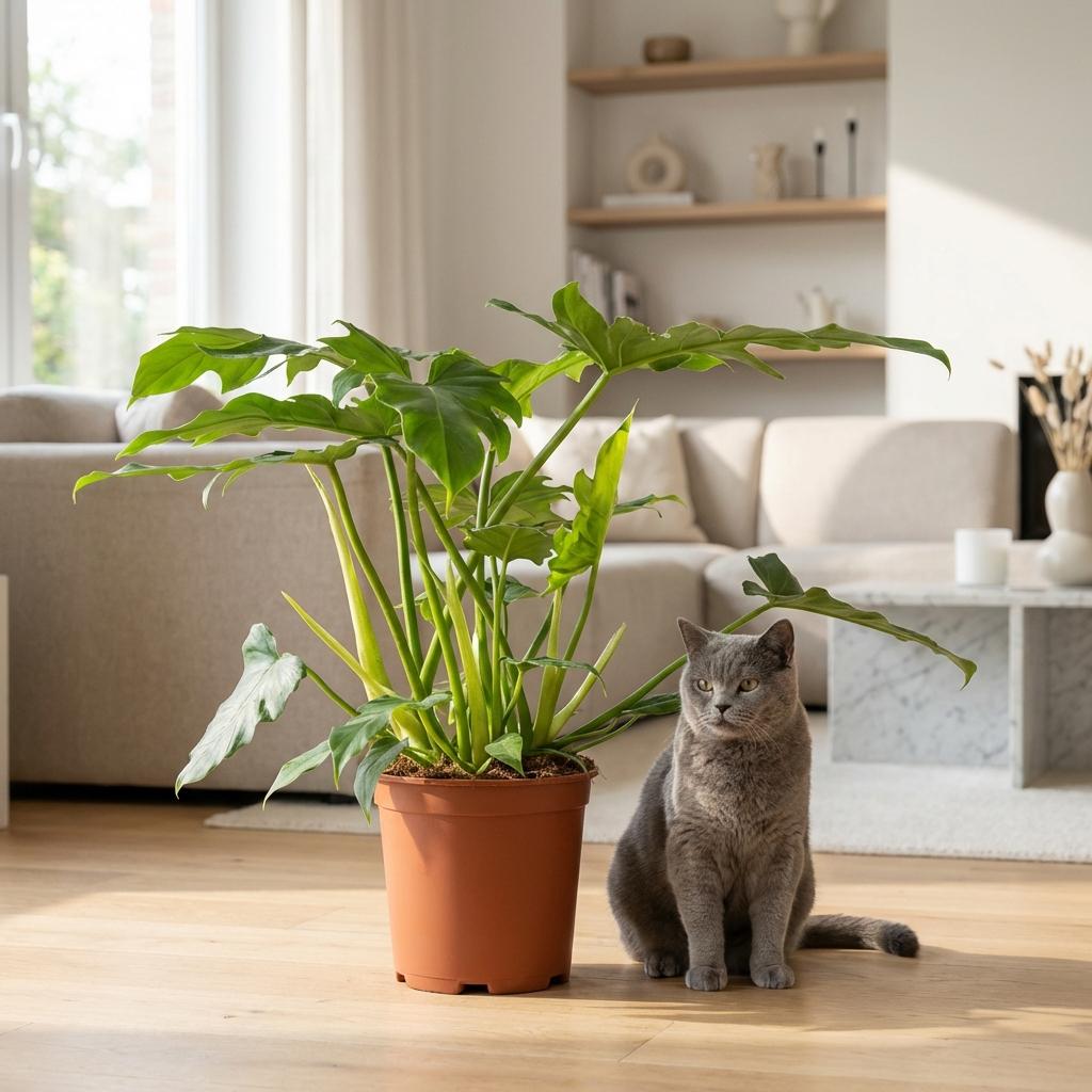 Green boutiQ - Kamerplant - Philodendron - Philodendron Lacerum - Groen - Weinig onderhoud - 1 Plant - met Mand - Kruka 19cm - Hoogte 65cm