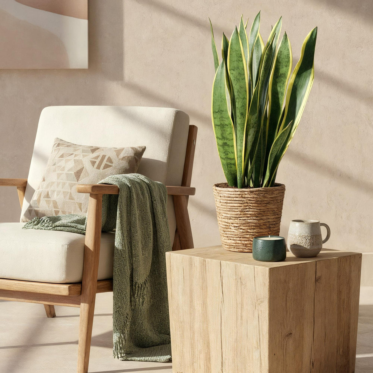 Green BoutiQ - Green is... Kamerväxtn - Utanevieria Laurentii - Vrouwentong - Weinig onderhoud - Groen - 1 Plant - Kruka 21cm - Hoogte 70-80cm