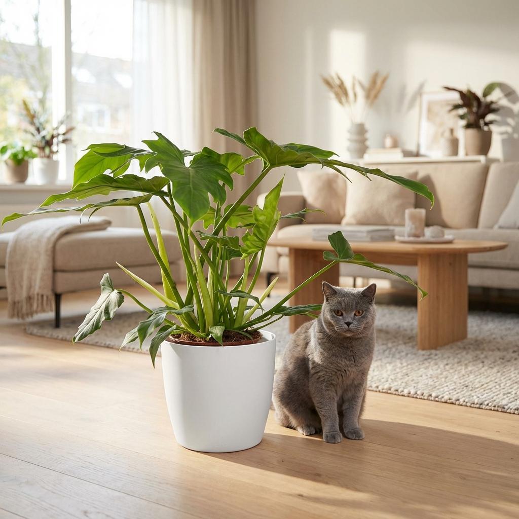Green boutiQ - Kamerplant - Philodendron - Philodendron Lacerum - Groen - Weinig onderhoud - 1 Plant - met Mand - Kruka 19cm - Hoogte 65cm