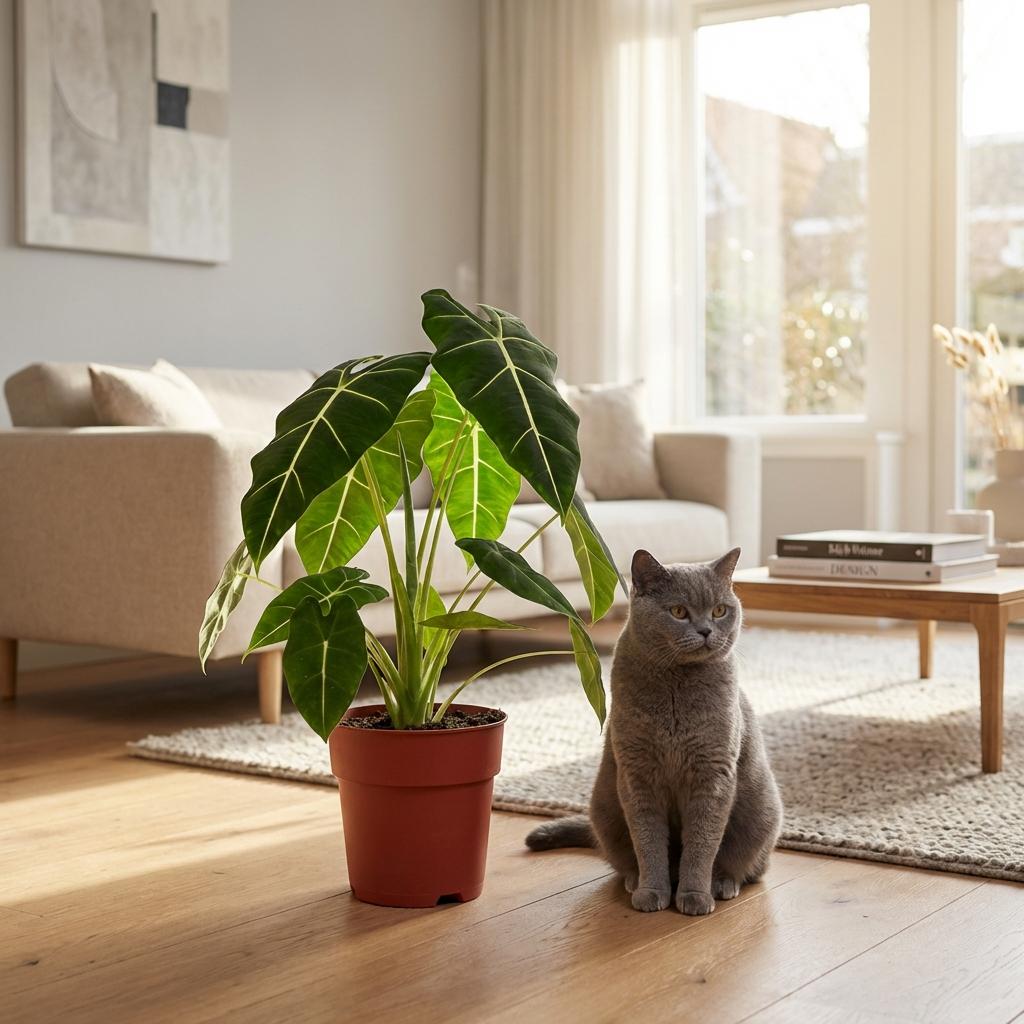 Green boutiQ - Kamerplant - Olifantsoor - Alocasia Frydek - Groen - Weinig onderhoud - 1 Plant - Kruka 19cm - Hoogte 60cm