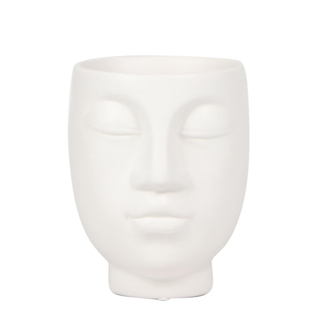 Livraison plante Face - 2 - Face pot en céramique blanche