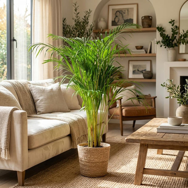 Green boutiQ - Kamerplant - Goudpalm - Dypsis Lutescens Areca - Groen - Weinig onderhoud - 1 Plant - Kruka 21cm - Hoogte 90 - 100cm