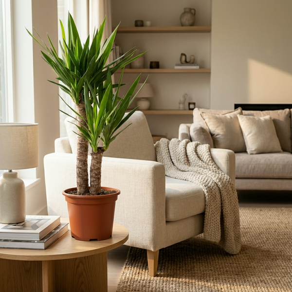 Green boutiQ - Kamerplant - Yucca (Palmlelie) - Yucca Elephantipes - Groen - Weinig onderhoud - 1 Plant - Kruka 21cm - Hoogte 80 - 90cm