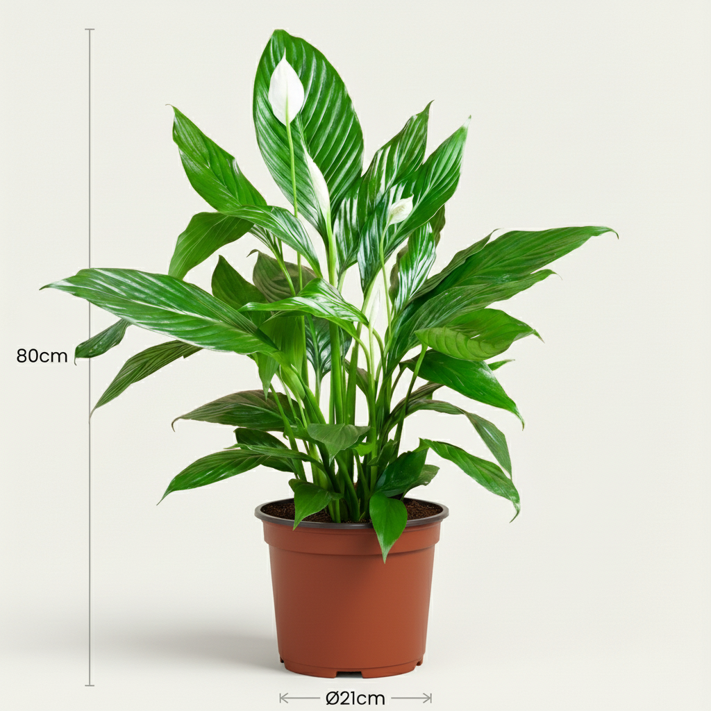 Green boutiQ - Kamerplant - Lepelplant - Spathiphyllum - Wit - Weinig onderhoud - 1 Plant - Kruka 19cm - Hoogte 70 - 80cm
