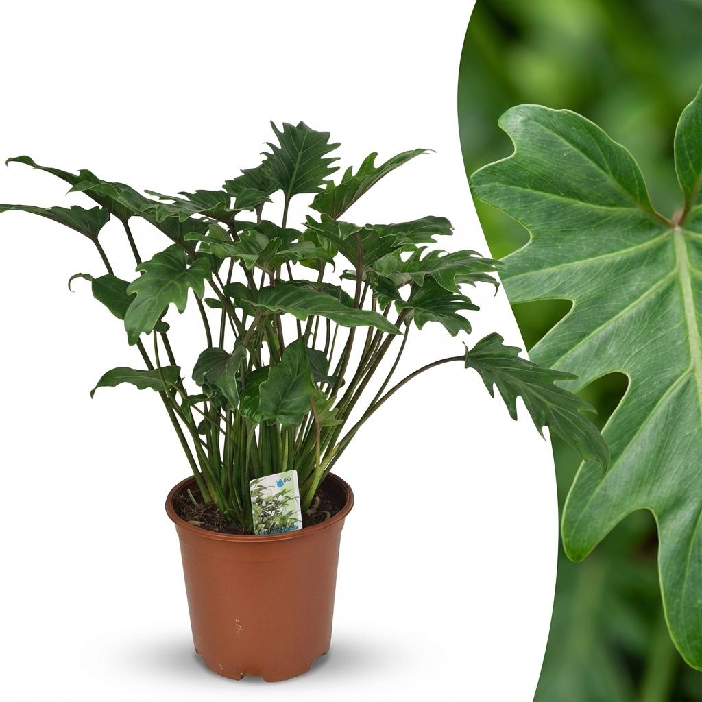 Green boutiQ - Kamerplant - Philodendron - Philodendron Xanadu - Groen - Weinig onderhoud - 1 Plant - Kruka 19cm - Hoogte 60cm