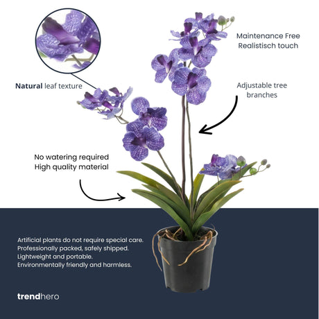 Orchidee Vanda violet artificiel h60cm kruka inkluderad