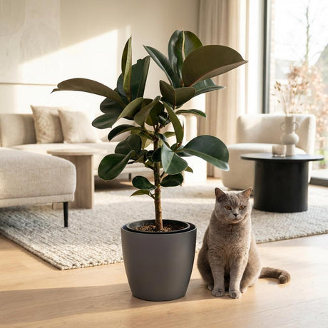 Green boutiQ - Kamerplant - Rubberplant - Ficus Elastica Cloe - Groen - Weinig onderhoud - 1 Plant - Kruka 19cm - Hoogte 65cm