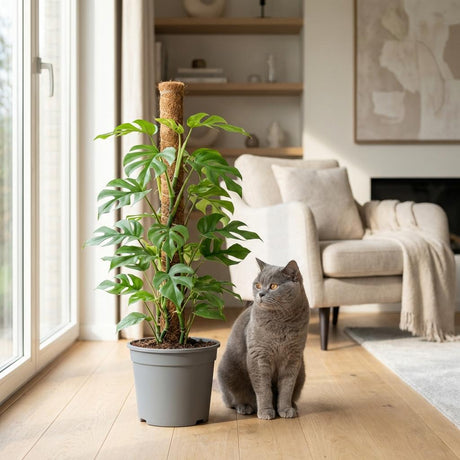 Green boutiQ - Kamerplant - Mini Gatenplant - Monstera Minima Mosstok - Groen - Weinig onderhoud - 1 Plant - Kruka 19cm - Hoogte 90cm