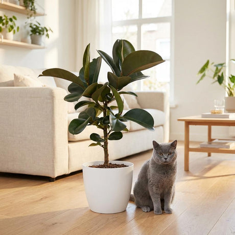 Green boutiQ - Kamerplant - Rubberplant - Ficus Elastica Cloe - Groen - Weinig onderhoud - 1 Plant - Kruka 19cm - Hoogte 65cm