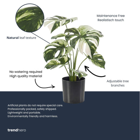 Monstera variegata artificiel h40cm kruka inkluderad