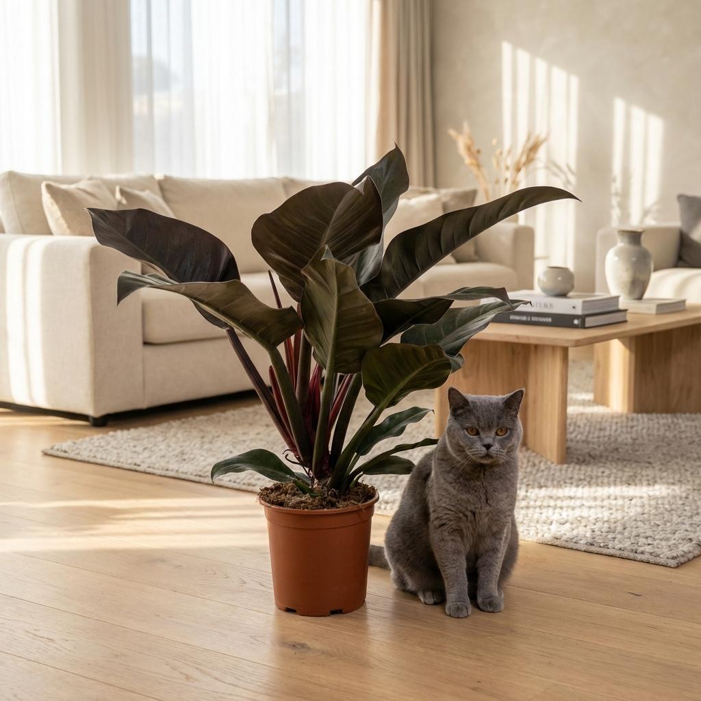 Green boutiQ - Kamerplant - Philodendron - Philodendron Imperial Red - Rood - Weinig onderhoud - 1 Plant - Kruka 19cm - Hoogte 60cm