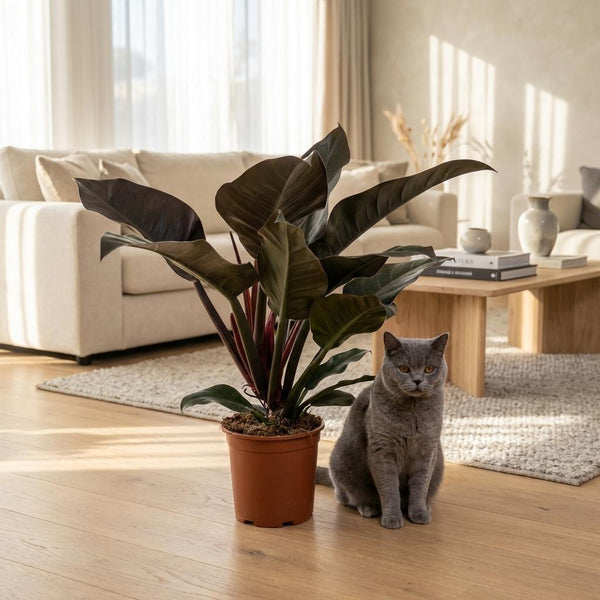 Green boutiQ - Kamerplant - Philodendron - Philodendron Imperial Red - Rood - Weinig onderhoud - 1 Plant - Kruka 19cm - Hoogte 60cm