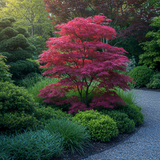 Green boutiQ - Terrasplant - Japanse Esdoorn - Acer palmatum Atropurpureum - Paars - 2 Växtn - Bladverliezend - Kruka 19cm Hoogte 70cm