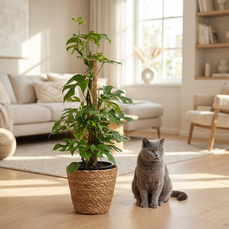 Green boutiQ - Kamerplant - Mini Gatenplant - Monstera Minima Mosstok - Groen - Weinig onderhoud - 1 Plant - Kruka 19cm - Hoogte 90cm