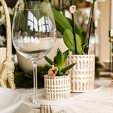 Kolibri Company | Växtnset Le Chic small | Witte Phalaenopsis Orchidee Amabilis  i Succulent incl. keramieken sierpotten op crème organisch dienblad